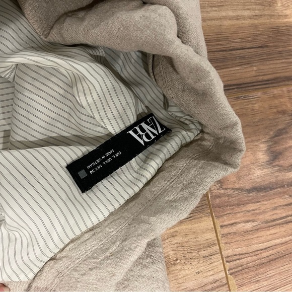 Zara Linen Relaxed Cuff Blazer - Picture 9 of 15
